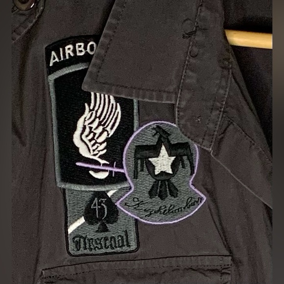 Arsenal - Military Style Button Up Short Sleeve Top With Iron On Patch Detail - Picture 5 of 11